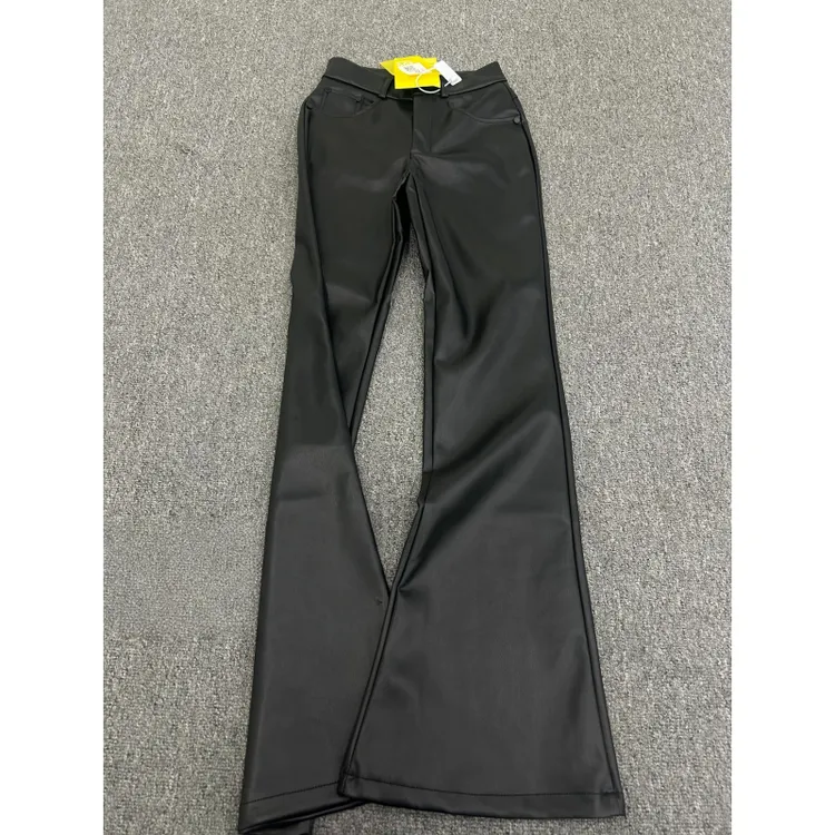 180高个子175加长黑色微喇皮裤女高腰修身弹力pu皮美式辣妹喇叭裤