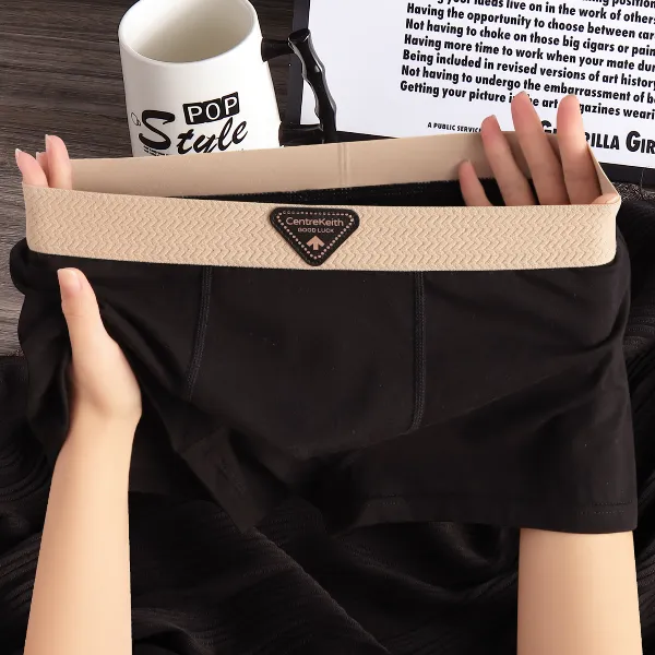 大码男士内裤新款纯色潮流棉感舒适透气男款四角裤个性轻奢平角裤