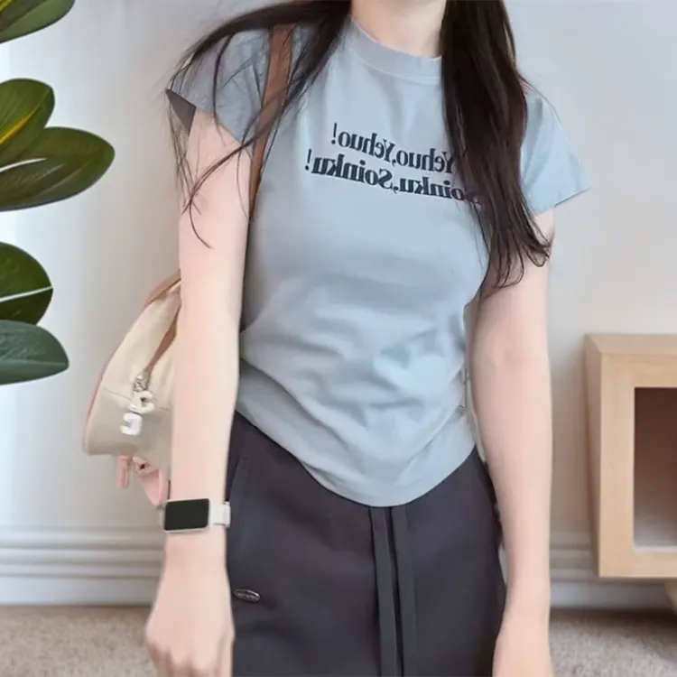 2025新款短袖字母印花T恤百搭夏款C5327