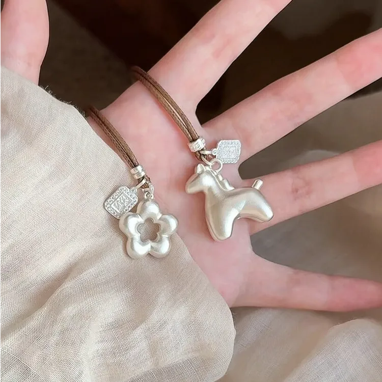 卡柒 非金属皮质项链 马上有钱花新中式镂空花朵项链复古高级感女