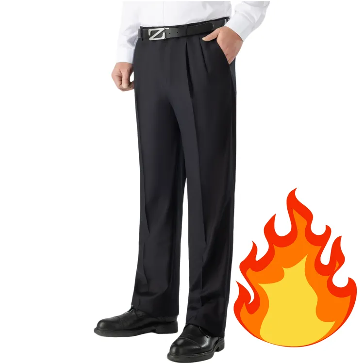 加绒双褶冬款垂感高端定制男士高腰深裆宽松大直筒免烫抗皱西裤