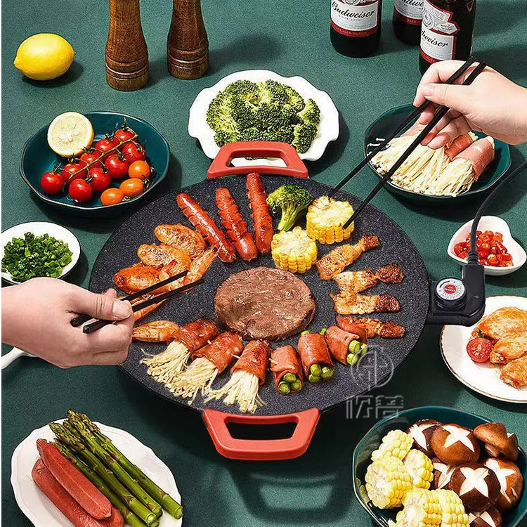 【新疆包邮】多功能家用烤肉锅电煎锅不粘锅烤肉炉烧烤盘电烤盘