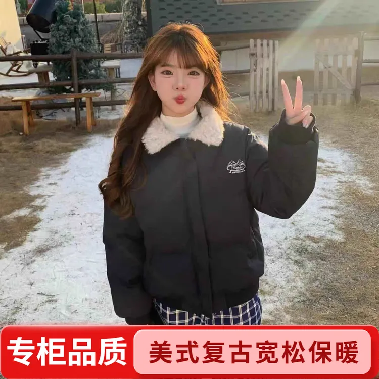 复古港风短款保暖棉服高级外套2025秋冬新款小个子显瘦棉衣派克服