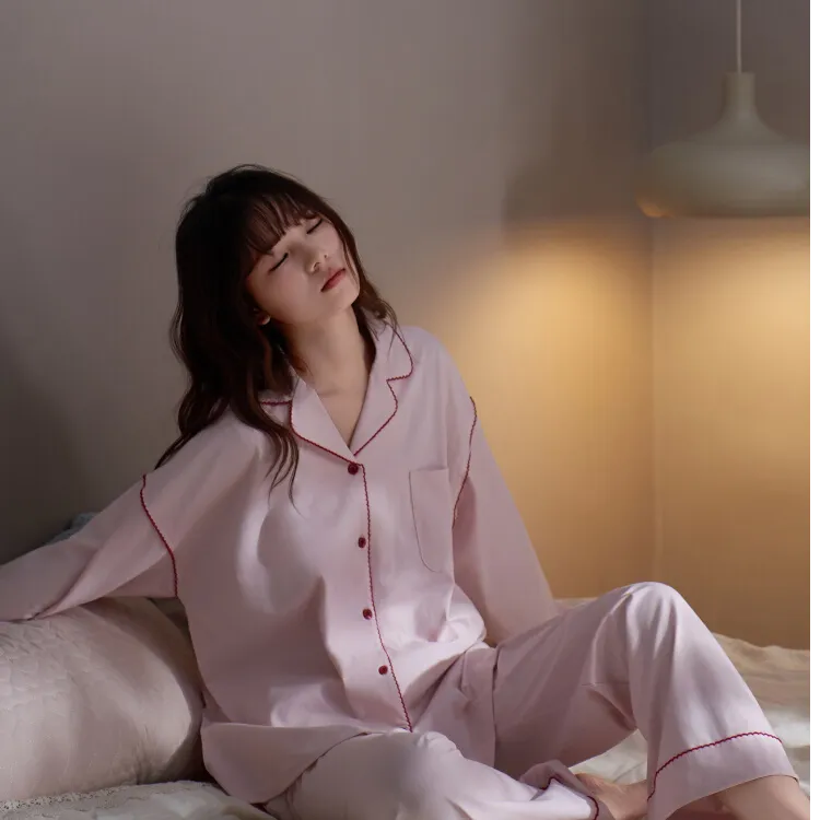 LEVTCHBORZT睡衣女春秋甜美少女柔软纯棉长袖新款宽松休闲家居服