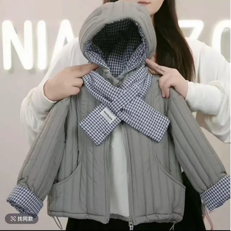 男童女童条纹棉服2025新款儿童宝宝保暖棉衣洋气加绒加厚连帽棉袄