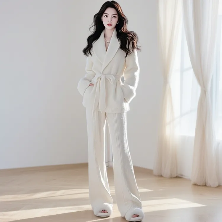 2025秋冬套装小香风针织毛衣上衣阔腿裤冬装一整套高级感气质女装