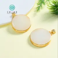 石惑珠宝-金丝玉吊坠-包边圆牌约30mm%多样性发一