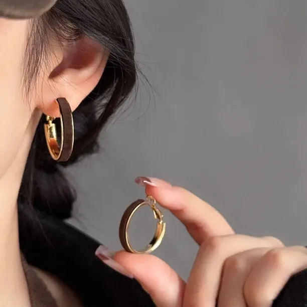 ['双11好物'] 复古瑞丽风个性法式棕咖色耳圈耳环