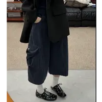 【清】2025冬季韩系口袋装饰工装厚款磨毛七分牛仔裤女直筒中裤1885