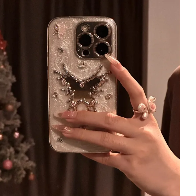 适用iPhone15ProMax手机壳新款苹果14奢华滴胶蝴蝶镜面16网红超火