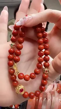 南红玛瑙项链未镶嵌/18K金设计款/8mm