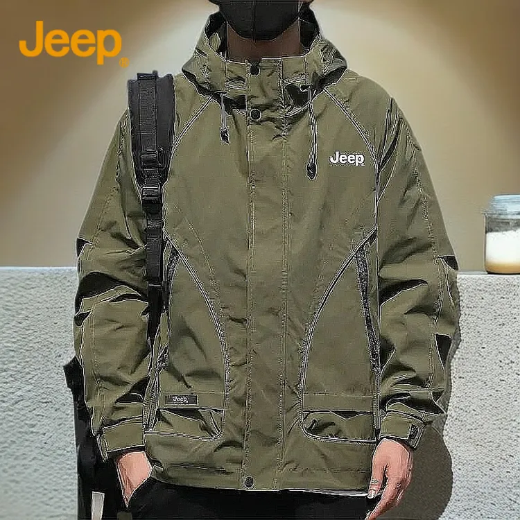Jeep吉普春秋季上衣男士连帽美式英伦潮流绿运动休闲男士初春外套