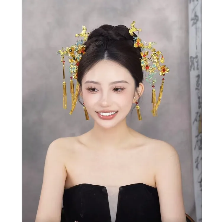 合金婚庆饰品 新款中式龙凤褂秀禾百搭新娘饰品爆款206