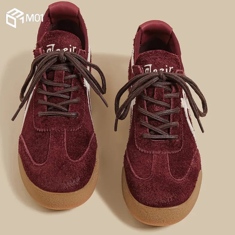 M01秋冬季新款平底德训鞋女红色网红运动板鞋休闲复古阿甘老爹鞋