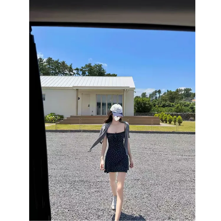 【花开半夏】开衫配碎花吊带裙两件套D2123