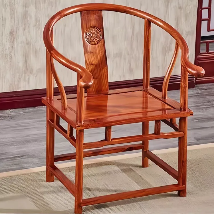 中式木明式圈椅榫卯主人椅茶台休闲椅家用茶桌古典茶木椅子靠背椅
