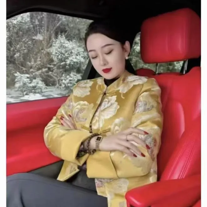 大唐牡丹~夹棉国风立领气质保暖棉服外套新款气质提花上衣577