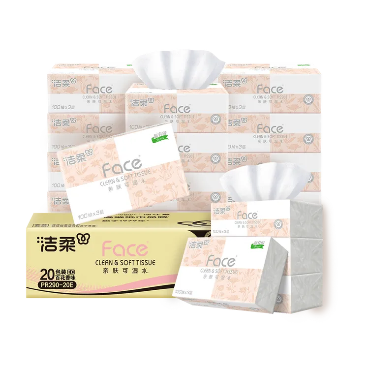 C&S/洁柔抽纸百花香3层100抽花香味可湿水纸抽柔软亲肤家用