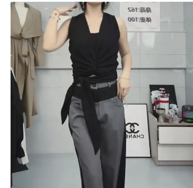 2025春季新款时尚女装网红潮流洋气轻奢设计师上衣拼接裤子甜ii