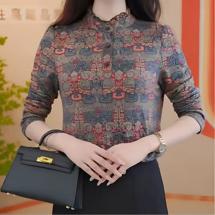 【富贵连理】2025初秋款木耳领法式百搭时尚复古气质显瘦长袖衬衫