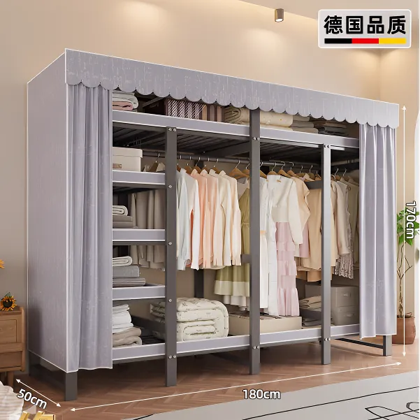 柜人乐简易衣柜家用卧室组装布衣柜全钢架加粗加厚结实耐用出租房