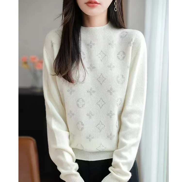 【门店7&9】新款烫钻轻奢套头半高领针织衫-281