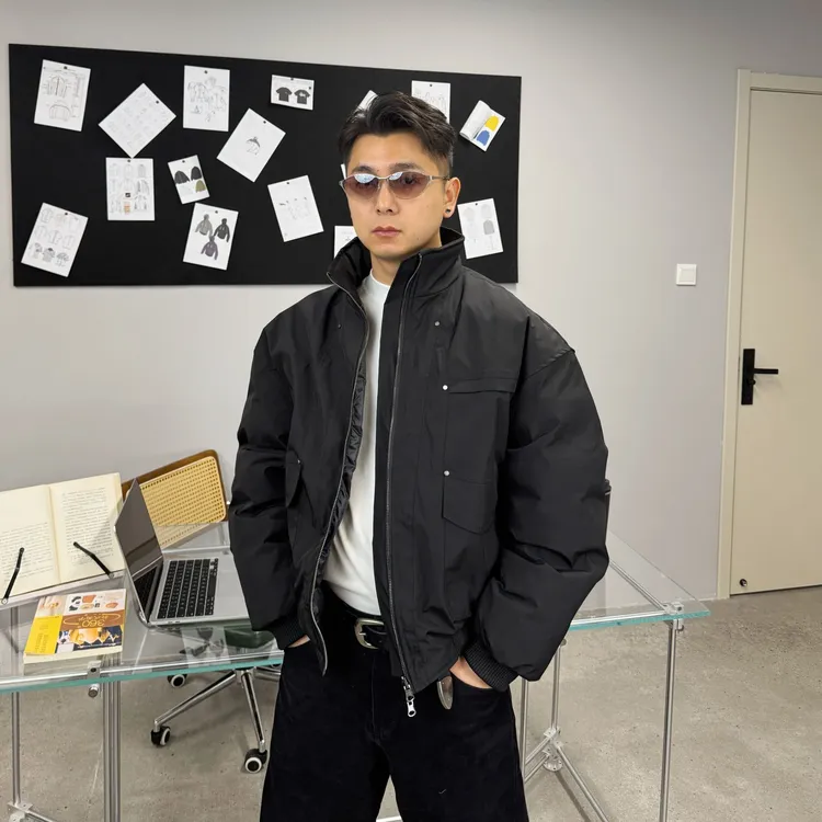 GP2 2025aw板正硬汉廓形感棉服外套冬季男女铆钉立领保暖宽松棉衣