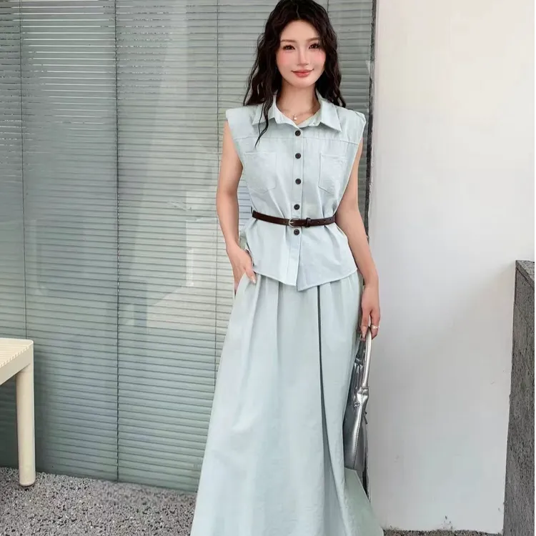 系带欧美风小众时尚千金风气质休闲风时尚套装裙子