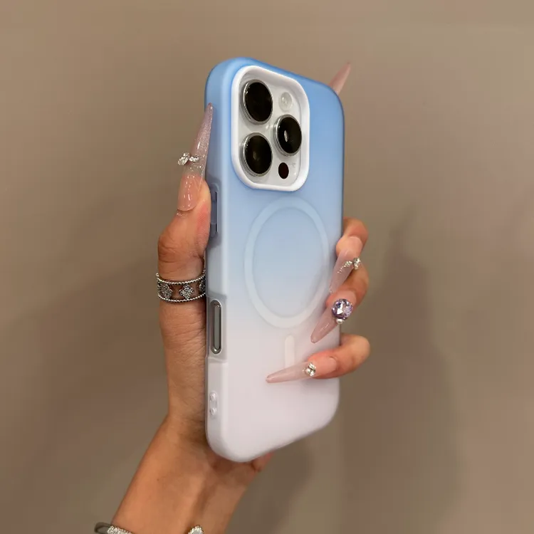 简约渐变磁吸二合一适用苹果16手机壳15promax男iPhone13果冻14