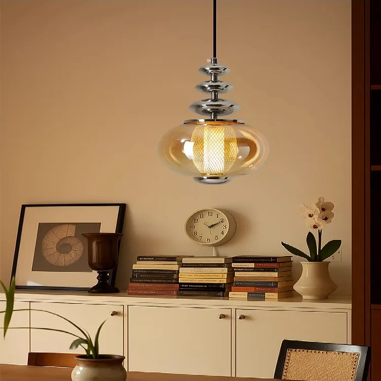 中古风玻璃餐厅吊灯现代简约大气主卧室高级感护眼过道书房吧台灯