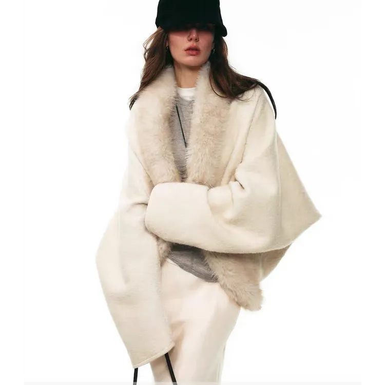 SIMGLA MOMAML 25AW法式冬季轻奢优雅茧型毛呢毛领开衫外套上衣女