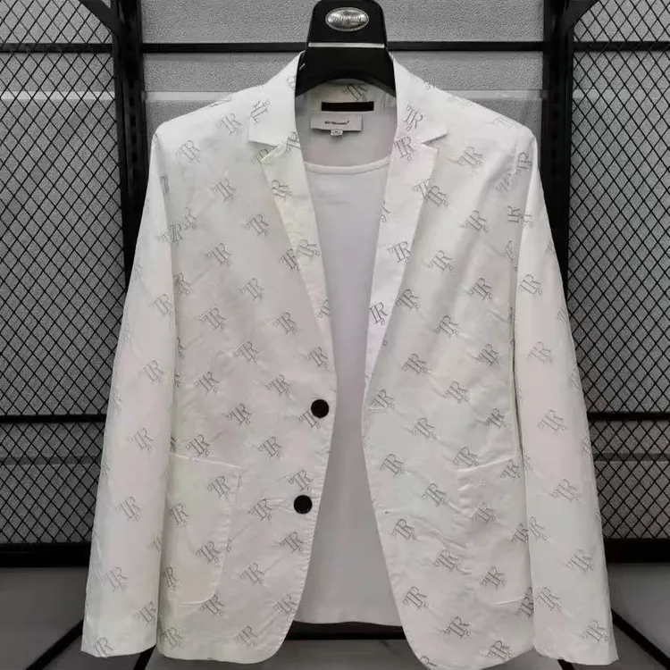 秋季不起球速干春季薄款西服夏季上装商务印花时尚百搭小西装修身