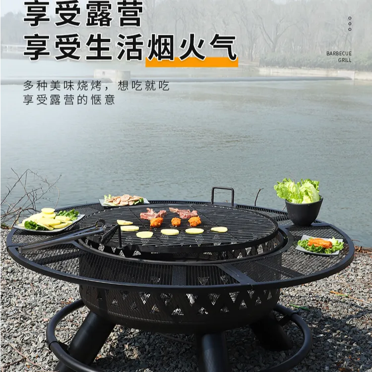 烧烤炉家用柴火灶庭院围炉大号火炉多功能烧烤桌子