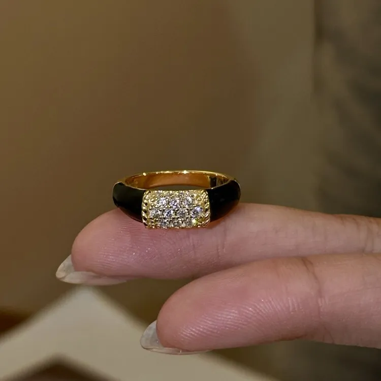 铜合金戒指 中古宽面满天星戒指复古高级感小香风鸽子蛋食指戒饰