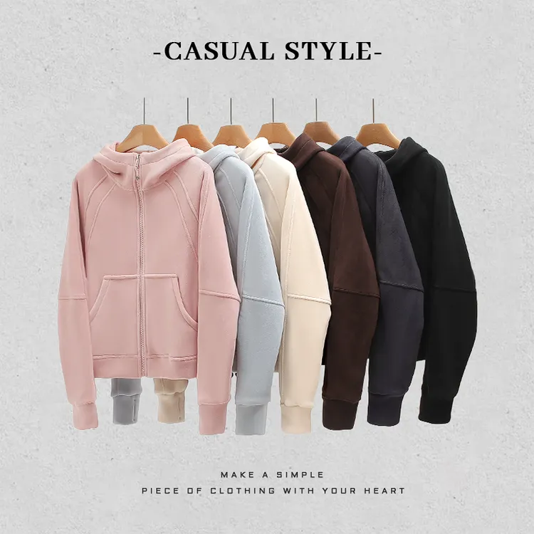 【新款3.0版双面奥粒绒】冬季保暖连帽拉链外套女百搭短款卫衣外套