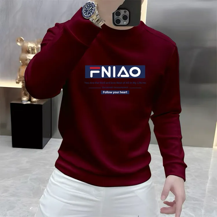 秋冬新款加绒潮流重磅圆领卫衣痞帅街头时尚修身百搭