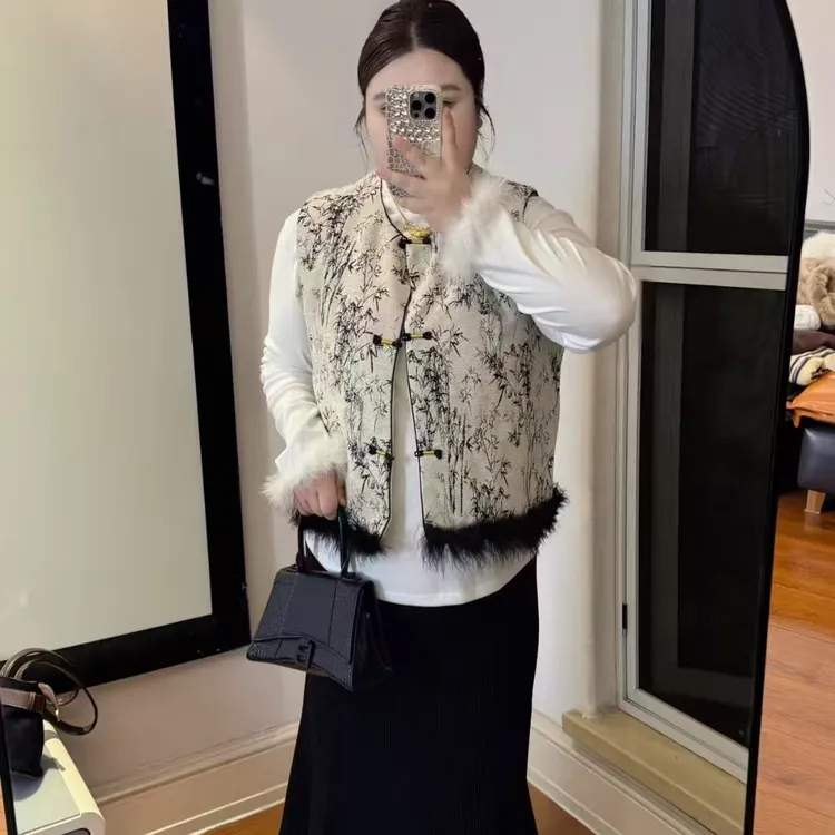 2025年秋冬季新款中国风新中式马甲+打底衫两件套6660