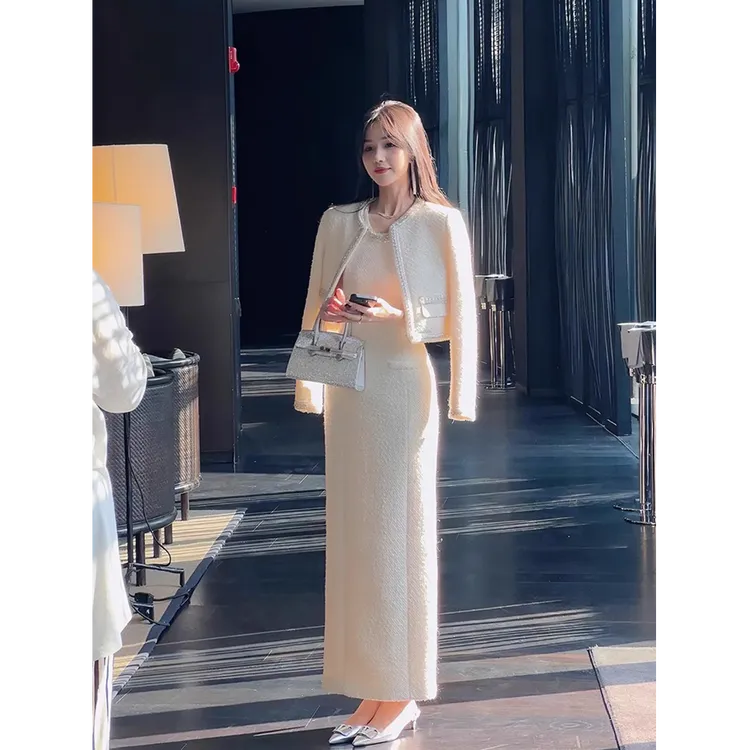 奥顿思兰迪秋冬装流行高级小洋装名媛气质小香风外套连衣裙套装裙