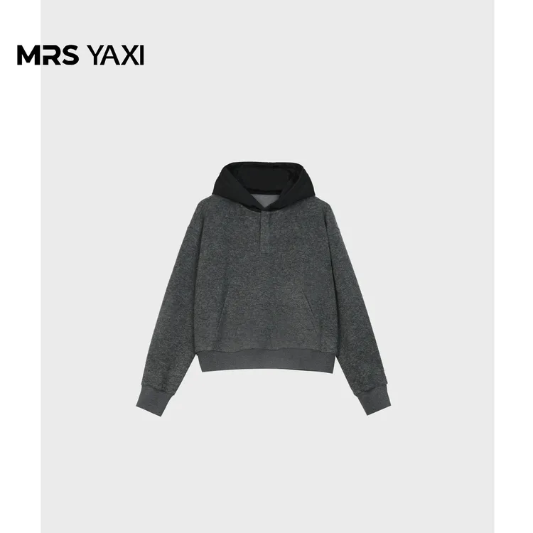 Mrsyaxi新款极简轻奢拼色连帽卫衣YX4112903