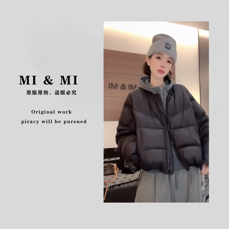 【米米服饰】2025 冬季新款“龟背”白鸭绒圆领百搭羽绒服 2502-323