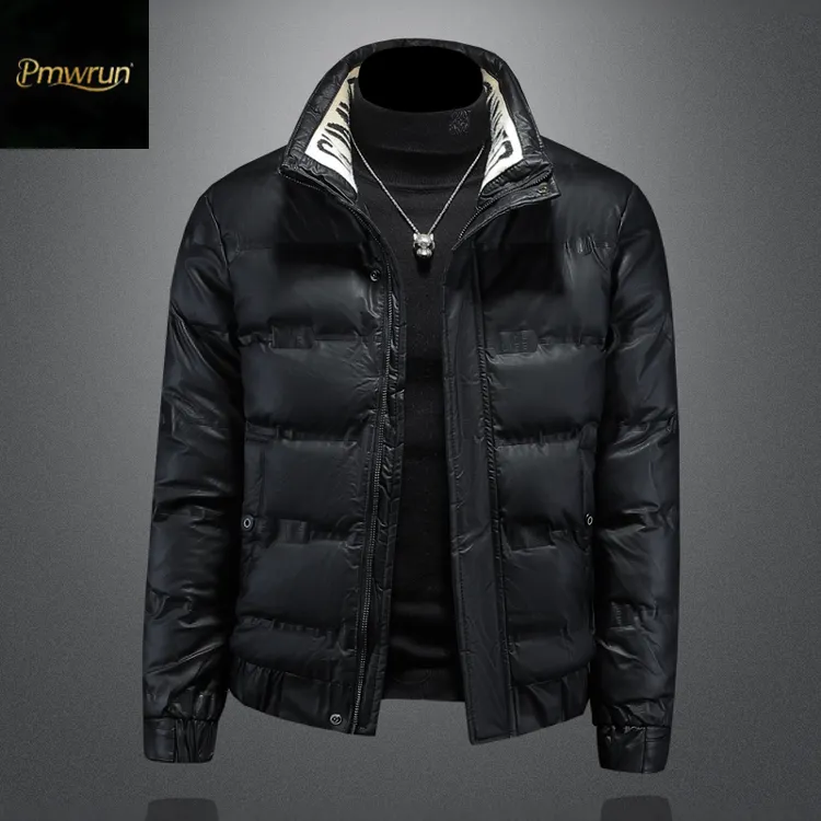 皮羽绒服男士冬季新款短款轻薄高端时尚潮牌加厚休闲白鸭绒棉服