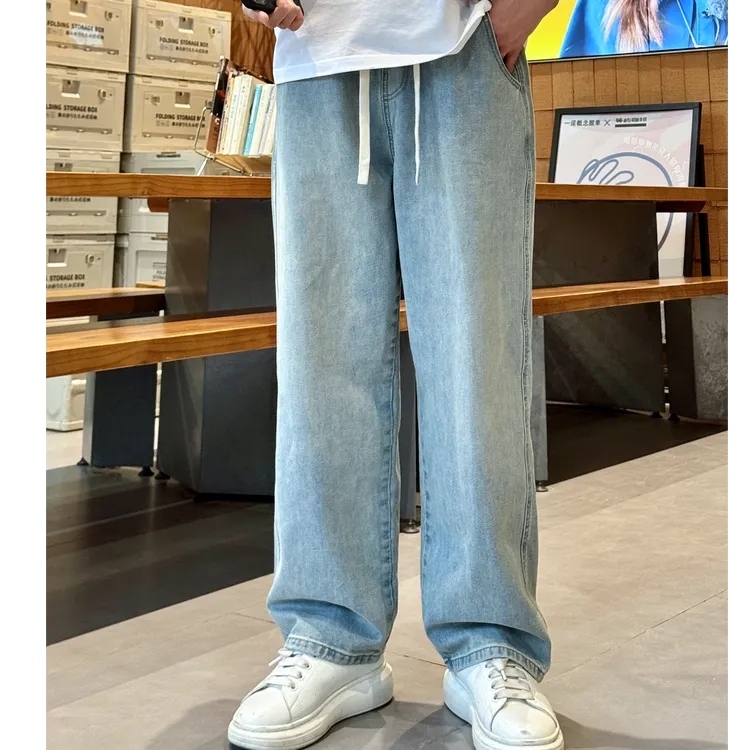 【梵西先生】秋冬季牛仔宽松复古垂感直筒裤男士