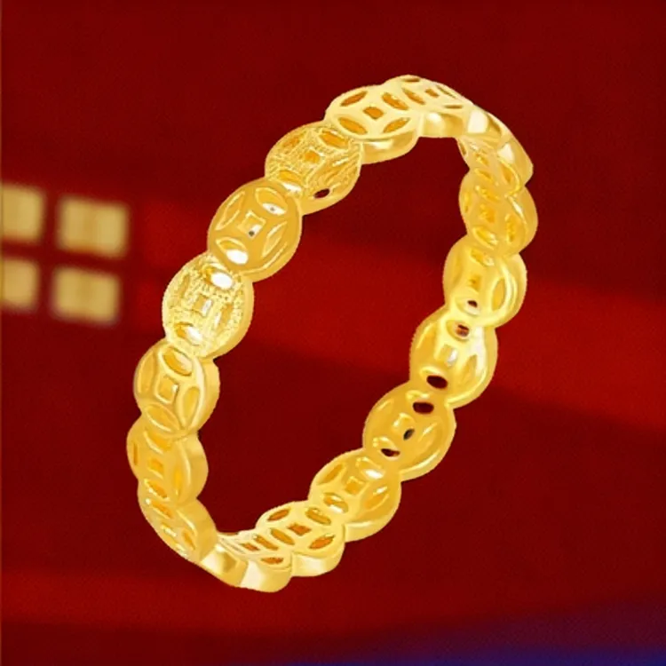 戒指 Z0220黄色铜钱闭口戒指多样性发货18344