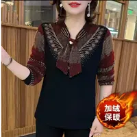 4023-长袖加绒保暖小衫休闲打底衫套头气质弹力