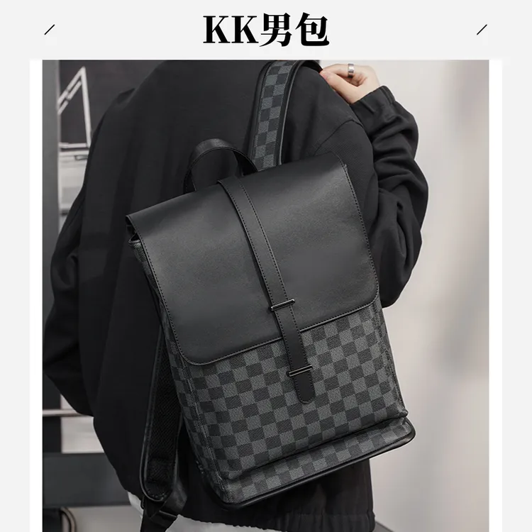 男双肩包时尚休闲百搭学生多功能大容量电脑包轻奢真皮韩版旅行包