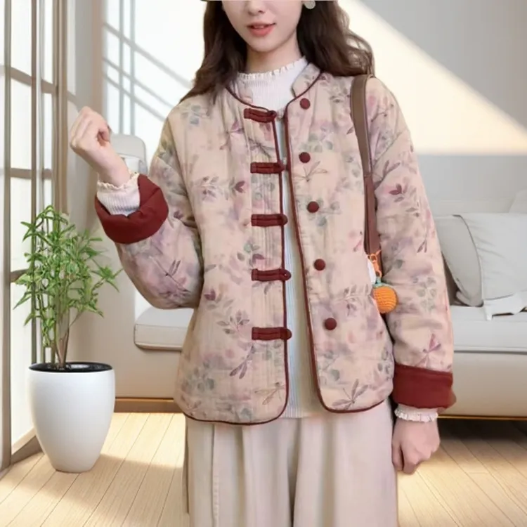 秋冬季新款设计感盘扣棉衣短外套新中式复古国风双面穿显瘦棉服女