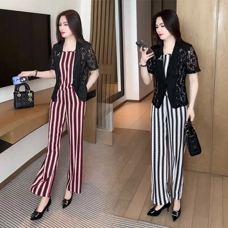 夏季新款新中式盘扣穿搭洋气时尚气质显瘦高腰减龄短袖套装