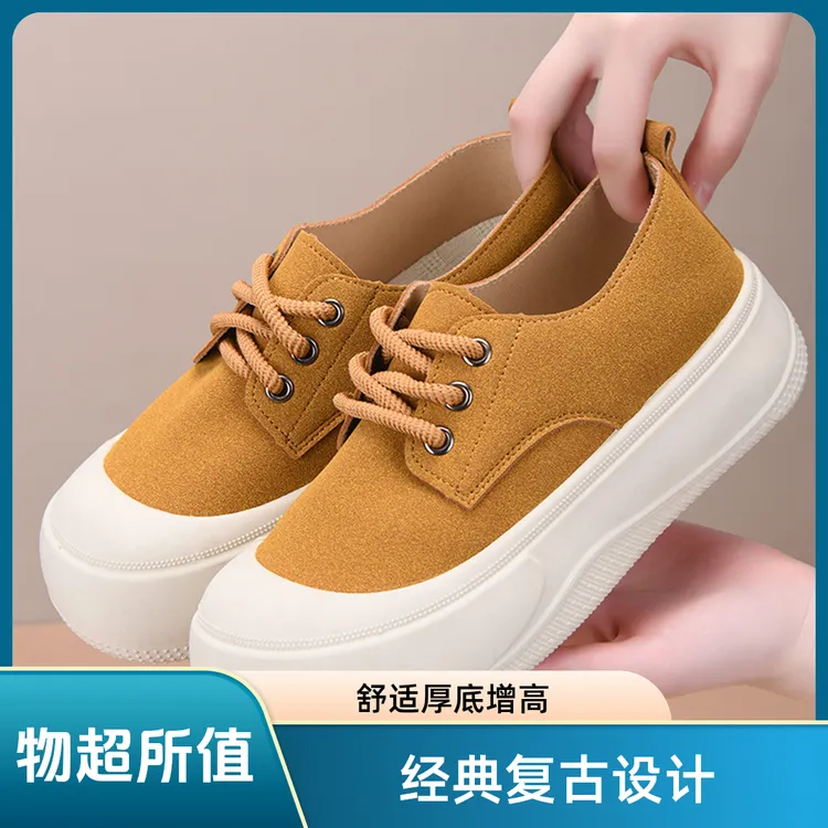 春季新款网红休闲鞋女款乐福鞋厚底增高勃肯鞋2025时尚百搭小白鞋