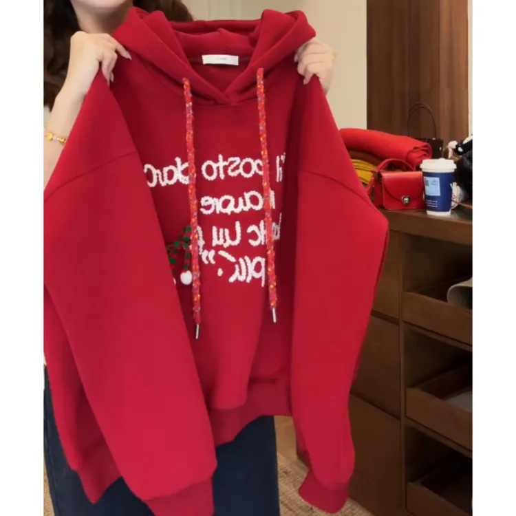 【圣诞限定】韩系秋冬连帽长袖落肩卫衣宽松百搭女LK2508937