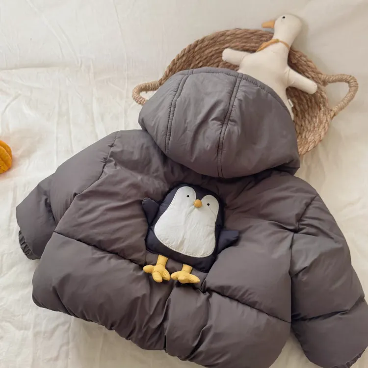 儿童连帽加绒棉衣2025新款冬季中小童男女宝宝洋气卡通韩版棉服